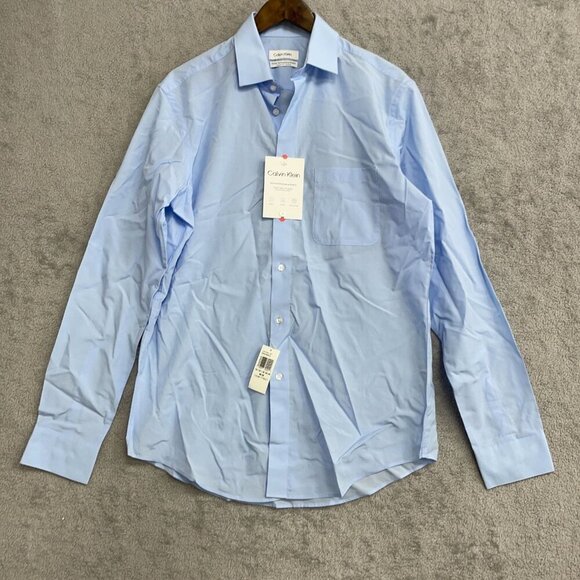 NEW Calvin Klein Men's M Active Performance Stretch Shirt Light Blue Regular Fit - Picture 2 of 10